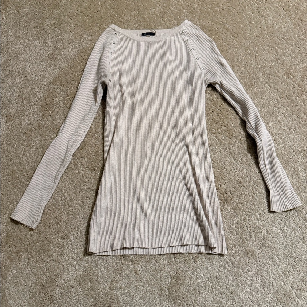 Milano Cream Ribbed Knit Top